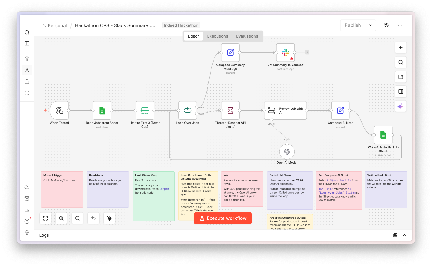 Finished workflow canvas