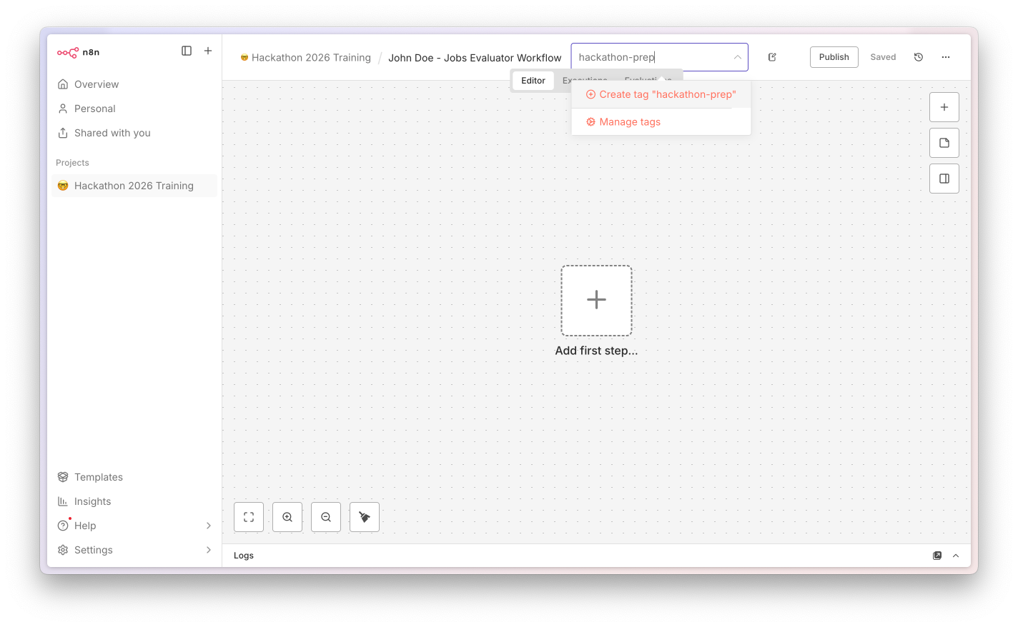 n8n setup · step 4